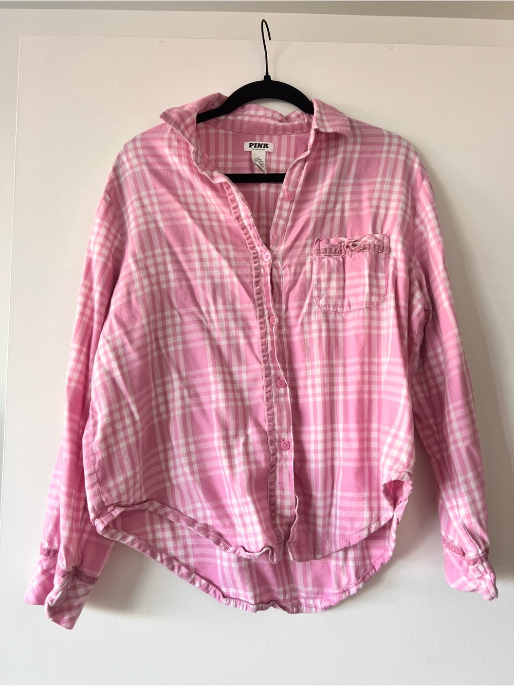 Victoria's Secret PINK Flannel Plaid Pajama Set Pink Size M/L - Picture 7 of 15